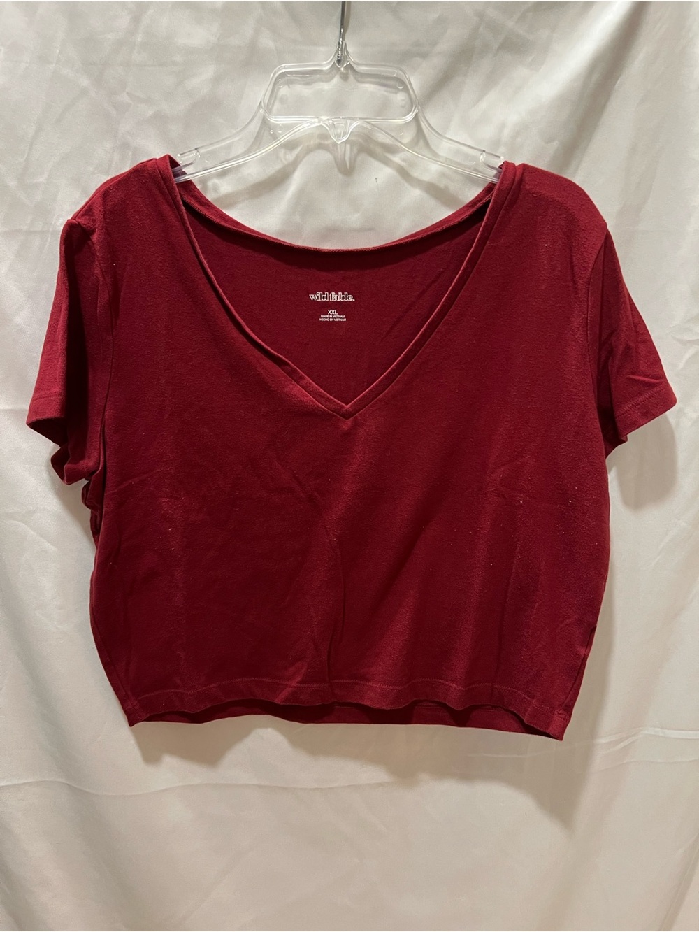 wild fable Burgundy V-Neck Cropped Tee Top